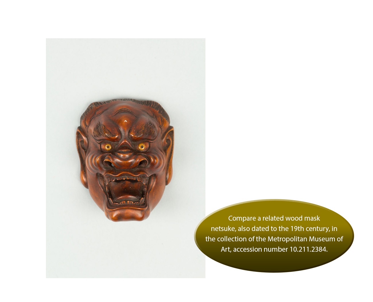 Lot 287 - A WOOD MASK NETSUKE OF FUJIN