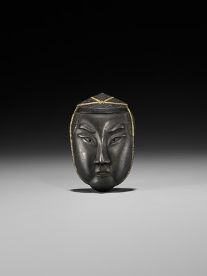 A RARE MIXED METAL NETSUKE DEPICTING THE HEAD OF A NOBLEMAN
