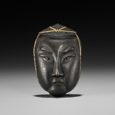 A RARE MIXED METAL NETSUKE DEPICTING THE HEAD OF A NOBLEMAN