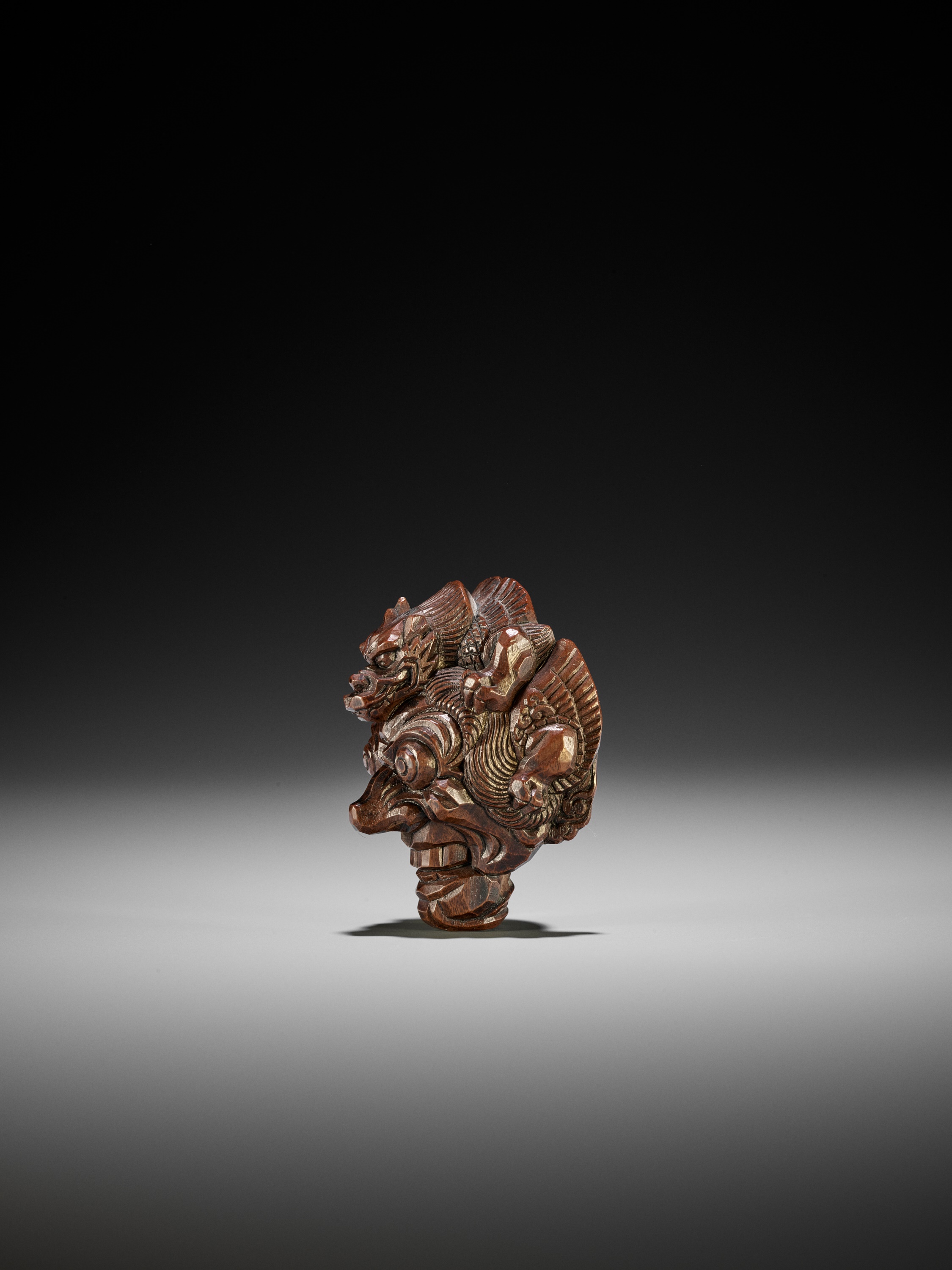 Lot 83 - MORIKAWA TOEN: A RARE WOOD NETSUKE OF
