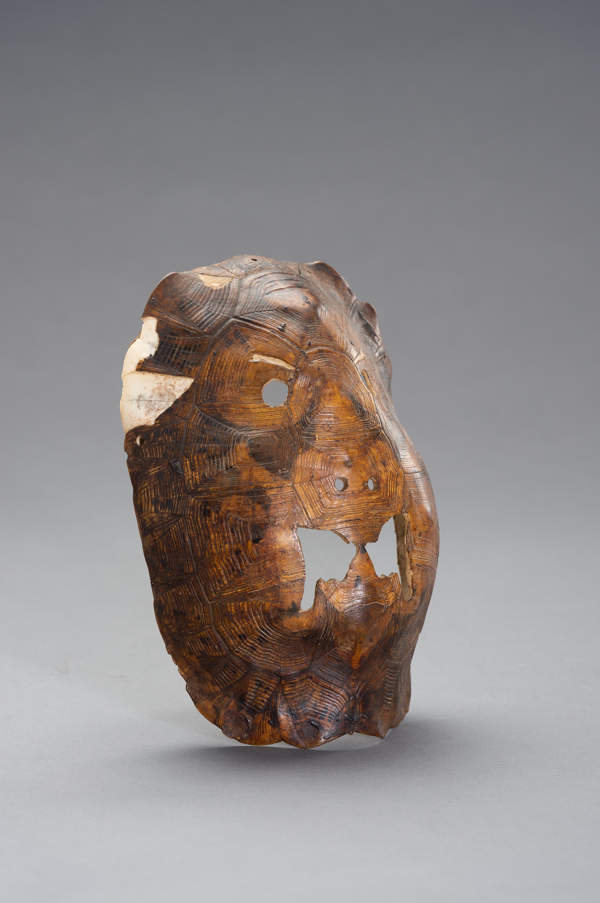 Lot 973 - A HIMALAYAN TURTLE SHELL MASK