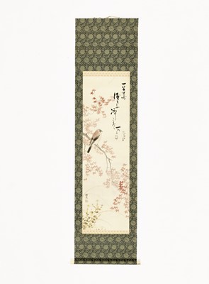 Lot 569 - A SCROLL PAINTING WITH A WAXWING