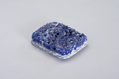 Lot 200 - A HEAYV AND LARGE LAPIS LAZULI “DRAGON” PLAQUE
