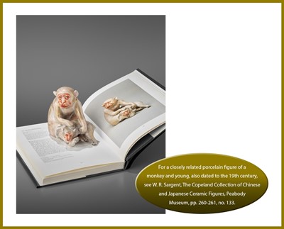 Lot 110 - A PORCELAIN FIGURE OF A MONKEY AND YOUNG