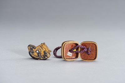 Lot 377 - A GROUP OF TWO GOLD LACQUER NETSUKE