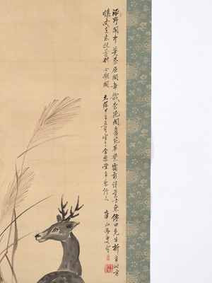 Lot 1191 - WATANABE KAZAN (1793-1841): A SCROLL PAINTING OF A DEER