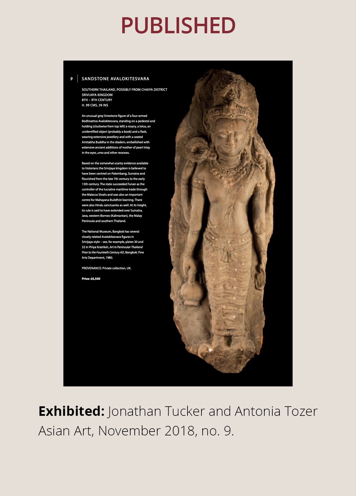 Lot 811 A SANDSTONE STATUE OF AVALOKITESHVARA