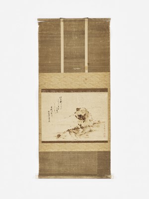 Lot 274 - A SCROLL PAINTING OF EBISU FISHING FOR A MINOGAME