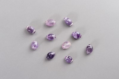 Lot 574 - A FINE LOT WITH TEN ANCIENT AMETHYST BEADS