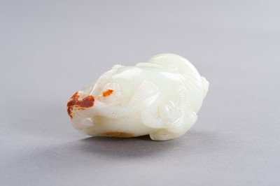 Lot 168 - A PALE CELADON AND RUSSET JADE ‘BOYS AND ELEPHANT’ GROUP, LATE QING TO REPUBLIC