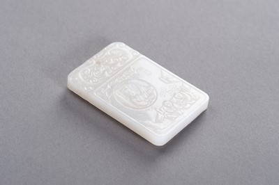 Lot 283 - A WHITE JADE PLAQUE WITH GARDEN SCENE