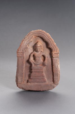 Lot 1302 - A KHMER SANDSTONE VOTIVE PLAQUE OF BUDDHA