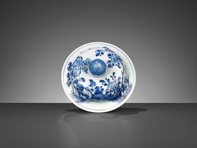 Lot 213 - A LARGE BLUE AND WHITE ‘THREE FRIENDS OF WINTER’ BALUSTER JAR AND COVER, KANGXI PERIOD