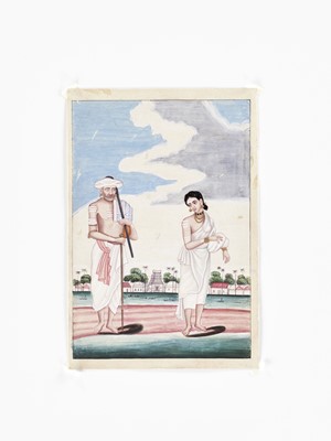 Lot 662 - A FINE INDIAN COMPANY SCHOOL PAINTING OF A COUPLE