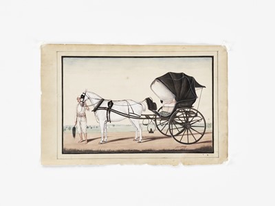 Lot 667 - A FINE INDIAN COMPANY SCHOOL PAINTING OF A HORSE AND BUGGY