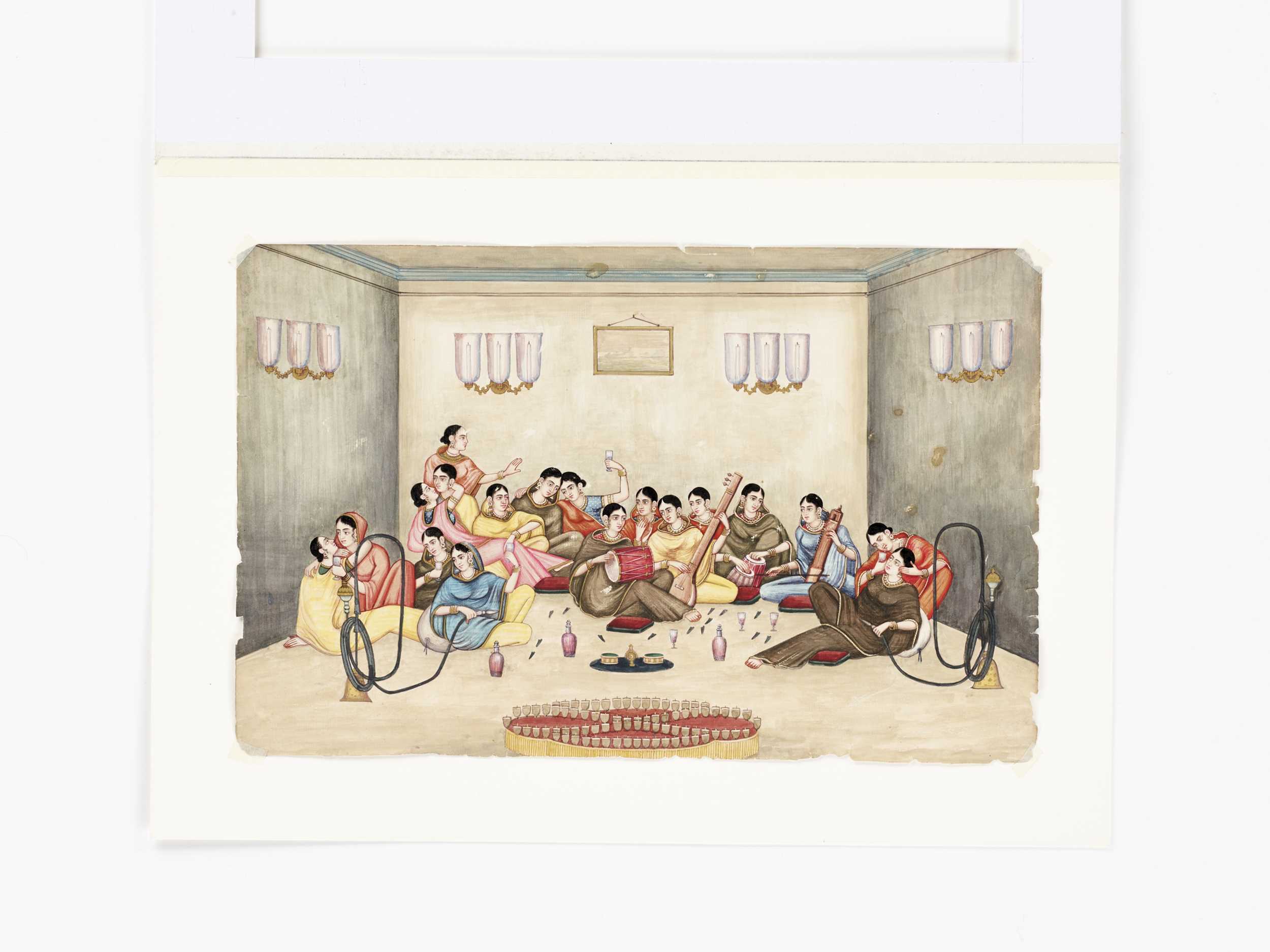 Lot 668 - AN INDIAN COMPANY SCHOOL PAINTING OF A GROUP OF LADIES