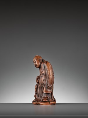 Lot 440 - A CARVED BAMBOO FIGURE OF ZHONG KUI, MID-QING