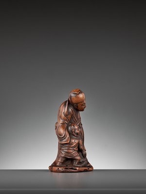 Lot 440 - A CARVED BAMBOO FIGURE OF ZHONG KUI, MID-QING