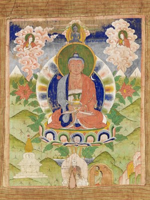 Lot 487 - A THANGKA DEPICTING AMITABHA BUDDHA, 18TH-19TH CENTURY