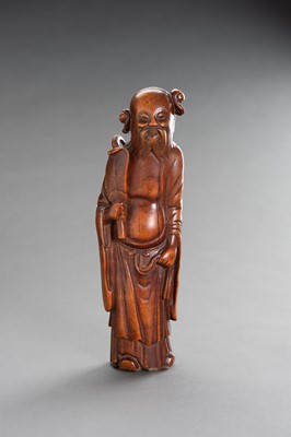 Lot 962 - A CARVED BAMBOO FIGURE OF AN IMMORTAL