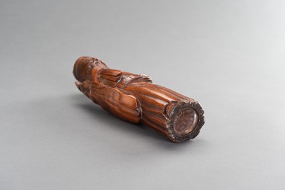 Lot 134 - A CARVED BAMBOO FIGURE OF AN IMMORTAL
