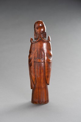 Lot 134 - A CARVED BAMBOO FIGURE OF AN IMMORTAL