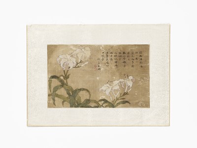 Lot 563 - GYOGAN KORIN: A FINE PAINTING OF LILIES