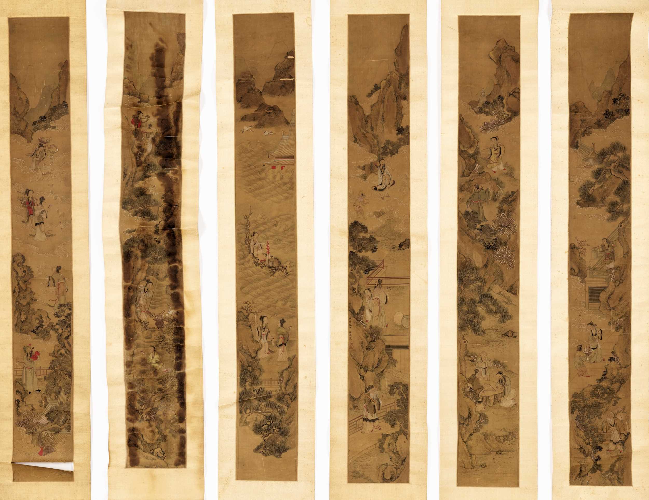 Lot 463 - A GROUP OF SIX SCROLL PAINTINGS