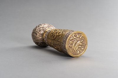 Lot 25 - A VERY LARGE SILVER AND BRASS REPOUSSÉ SEAL