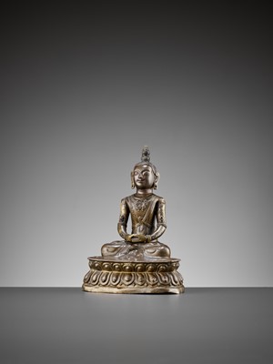 Lot 106 - A COPPER REPOUSSÉ FIGURE OF BUDDHA AMITABHA, QING DYNASTY