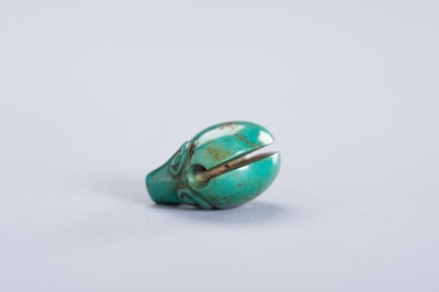 Lot 234 - A TURQUOISE MINIATURE PENDANT OF A TEMPLE BELL