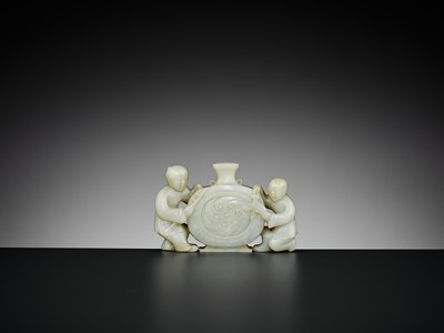Lot 102 - A ‘BOYS WITH BIANHU’ JADE GROUP, MID-QING