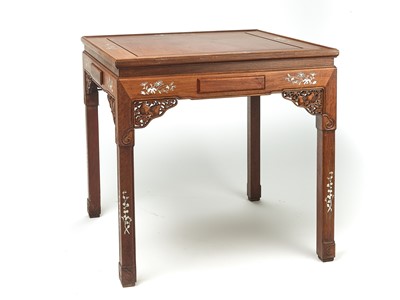 Lot 148 - AN INLAID CHINESE SQUARE TABLE, LATE QING DYNASTY