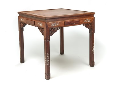 Lot 148 - AN INLAID CHINESE SQUARE TABLE, LATE QING DYNASTY