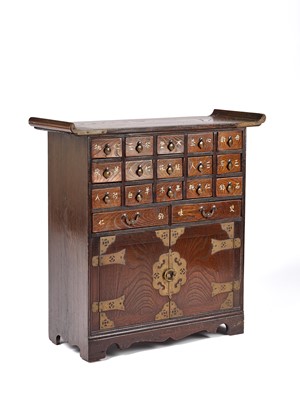 Lot 588 - A SMALL AND RARE KOREAN PHARMACY CHEST, LATE 19TH CENTURY