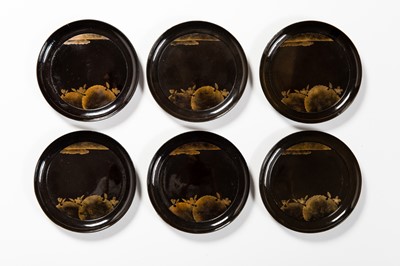 Lot 406 - SET OF SIX LACQUERED PLATES