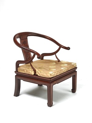 Lot 147 - A CHINESE ‘HORSESHOE’ LOW CHAIR, LATE QING DYNASTY