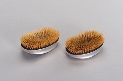 Lot 171 - A PAIR OF TWO CHINESE EXPORT SILVER MOUNTED CLOTHES BRUSHES