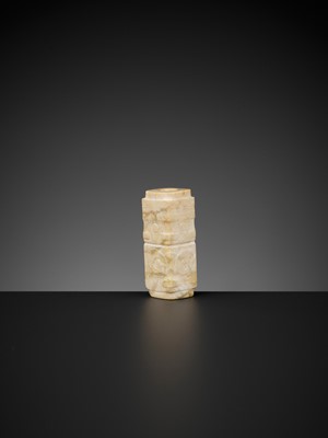 Lot 64 - A CONG-FORM ALTERED JADE BEAD, LIANGZHU CULTURE