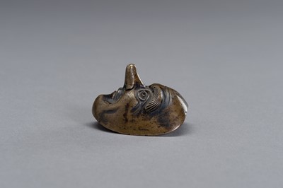 Lot 14 - A BRONZE SCROLL WEIGHT IN THE SHAPE OF A NOH MASK