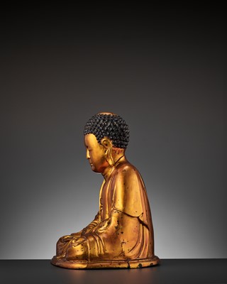 Lot 584 - A MASSIVE GILT-LACQUERED WOOD FIGURE OF BUDDHA, 18TH-19TH CENTURY