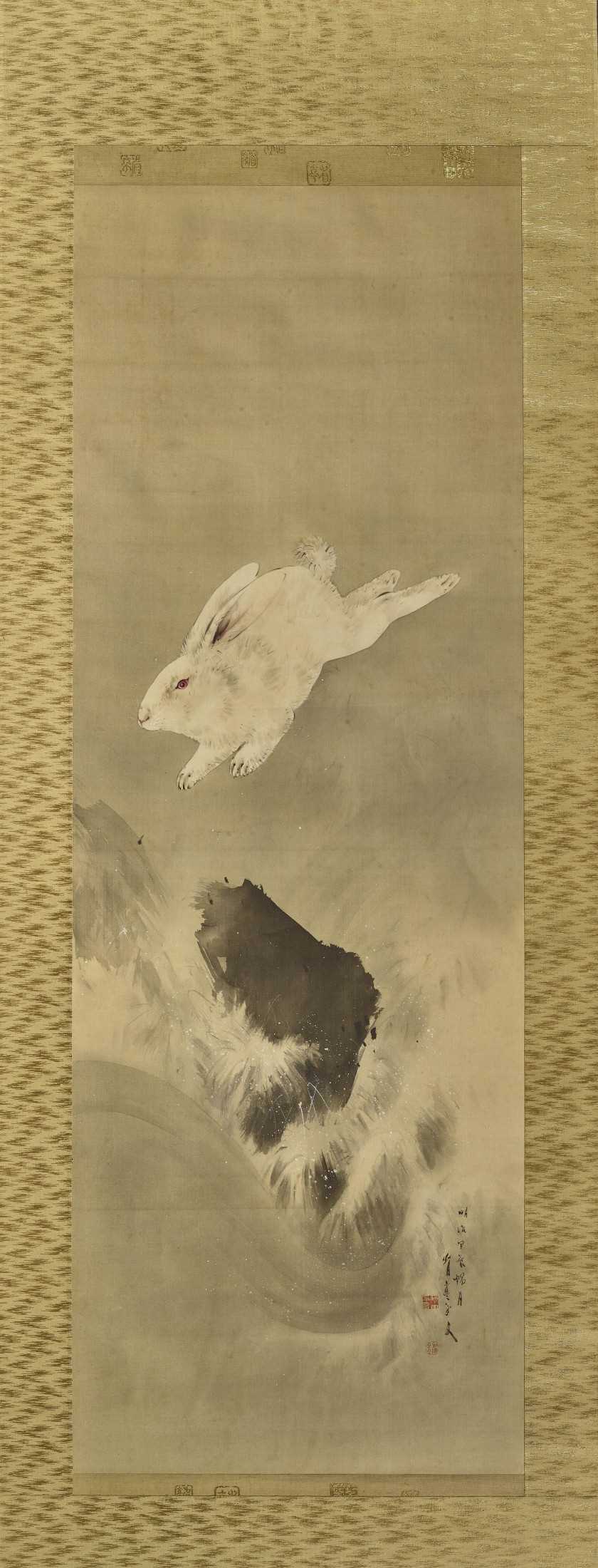 サヌカイト　71㎝ Lot 303 - WATANABE SHOTEI (1851-1918): A SUPERB SCROLL