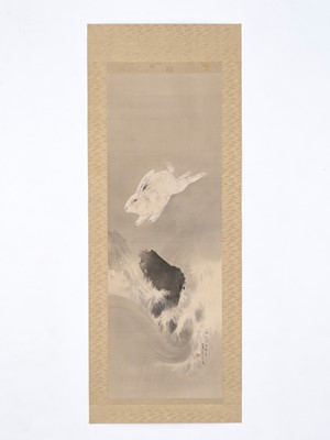 Lot 303 - WATANABE SHOTEI (1851-1918): A SUPERB SCROLL PAINTING OF LUNAR HARE, EX-COLLECTION KENZO TAKADA