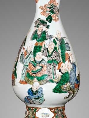 Lot 250 - A RARE AND LARGE FAMILLE VERTE ‘LUOHAN’ VASE, YUHUCHUNPING, QING DYNASTY