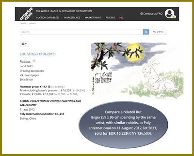 Lot 1079 - ‘WHITE RABBIT’, BY LOU SHIBAI (1918-2010)