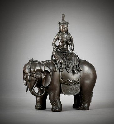 Lot 387 - A UNIQUE MONUMENTAL BRONZE OF SAMANTABHADRA ON HIS ELEPHANT, SOLD AT THE 1901 GLASGOW INTERNATIONAL EXHIBITION