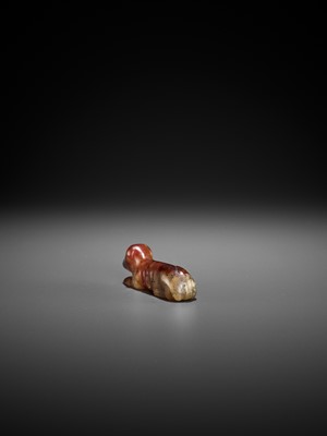 Lot 78 - A JADE FIGURE OF A RECUMBENT DOG, SONG DYNASTY