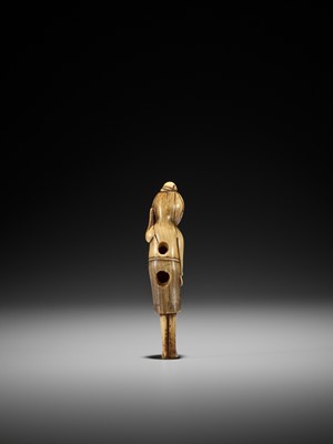 Lot 238 - A STAG ANTLER NETSUKE OF A DIVING GIRL (AMA)