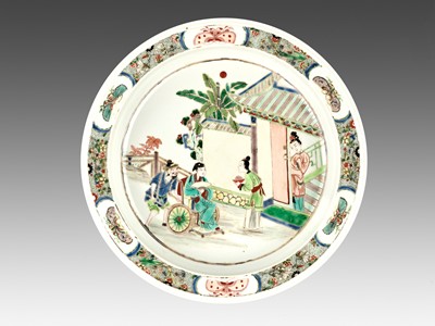 Lot 249 - A FAMILLE VERTE ‘ROMANCE OF THE WESTERN CHAMBER’ BASIN, QING DYNASTY