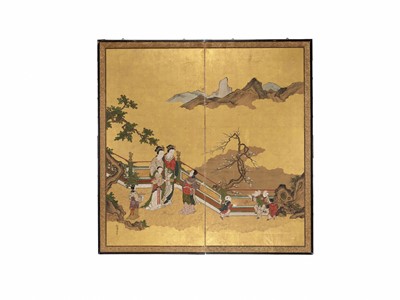 Lot 295 - KANO ISEN’IN NAGANOBU: A TWO-PANEL BYOBU (FOLDING SCREEN)